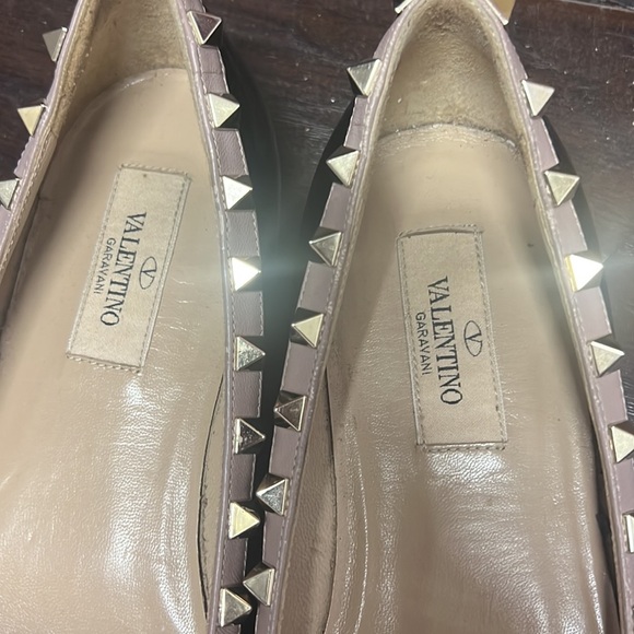 VALENTINO Garavani Studded Hot Black Baige/Ballet Flats Shoes 37 Eu 6.5 - Picture 2 of 5